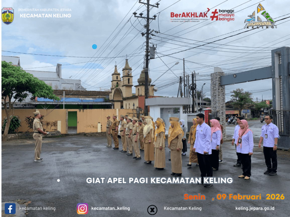Tingkatkan Kedisiplinan Pegawai, Sekcam Keling Pimpin Apel Pagi 09 Februari 2026